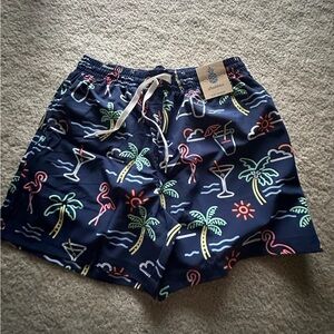 Chubbies Navy Blue trunks 5.5” With Neon Designs
